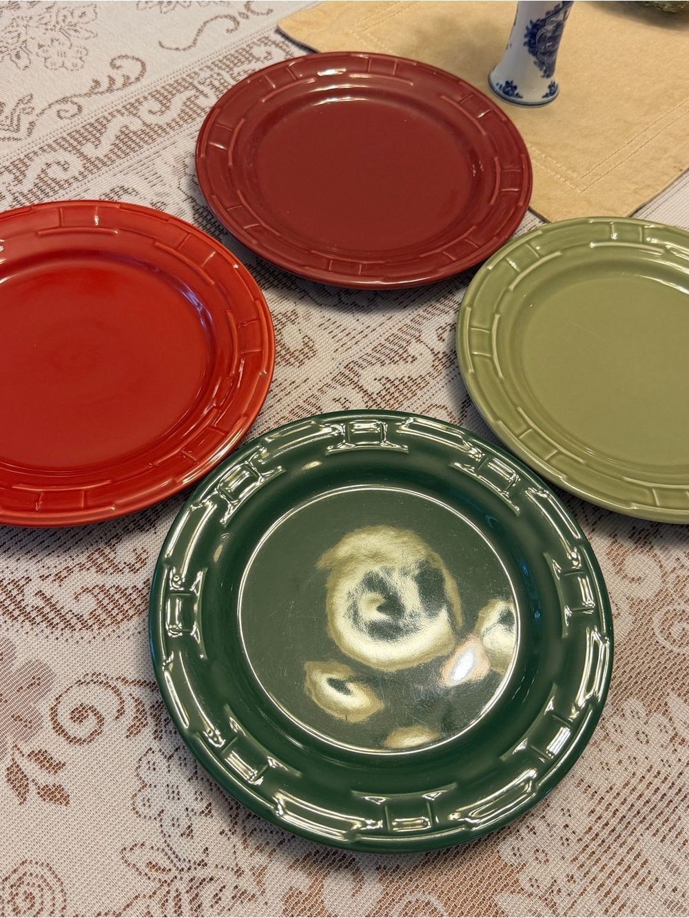 WOVEN TRADITIONS DISCONTINUED LONGABERGER POTTERY 9" SALAD PLATES-SET OF 4